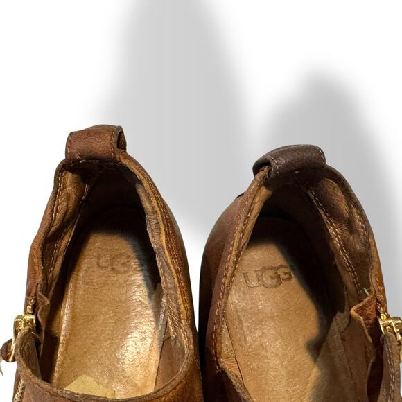 UGG Chestnut Suede Leather Glee Zipper Fringe Tassel Ankle Booties 9.5 - Picture 12 of 13